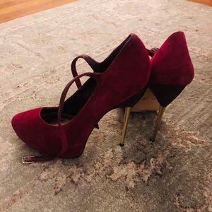Maroon platform heels